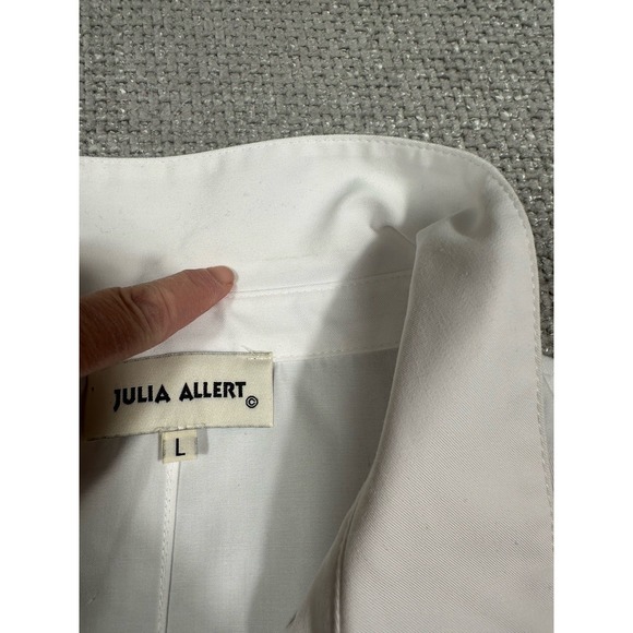 Julia Allert Shirt Womens Large White Oversized Long Sleeve Shirt Embroidery - Picture 10 of 12